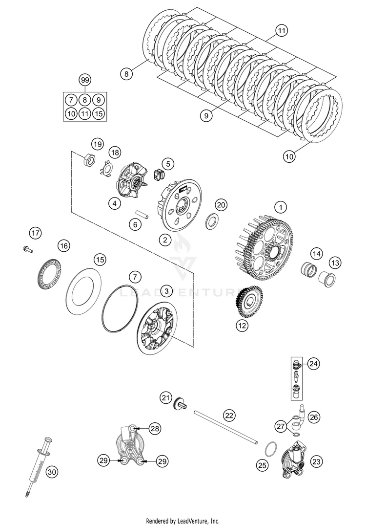 Clutch 250 XC-W TPI Engine - 2021 Schematic