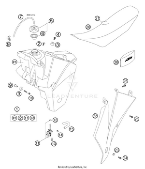Tank, Seat & Cover Schematic