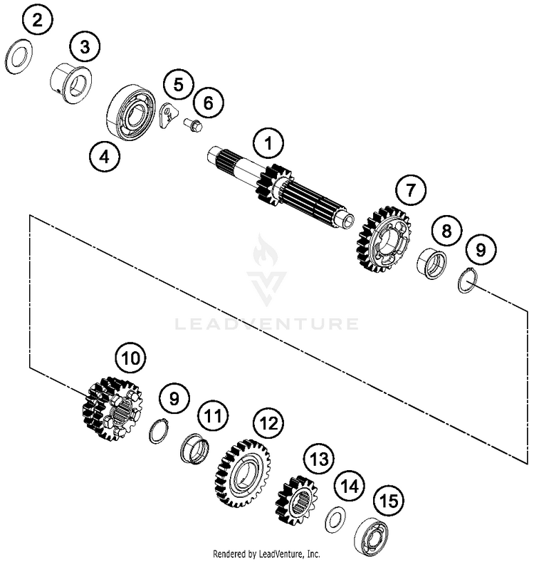 Transmission I - Main Shaft RC 390 WHITE Engine - 2015 Schematic