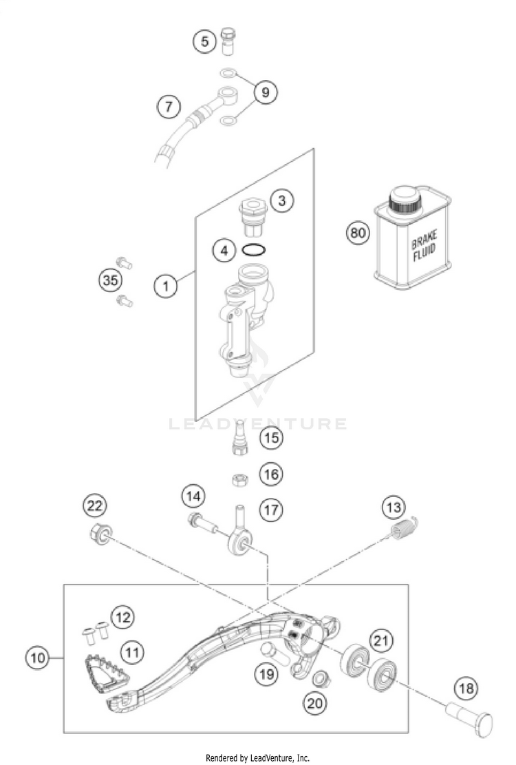Rear Brake Control 250 XC-W 2026 CHASSIS - 2026 Schematic