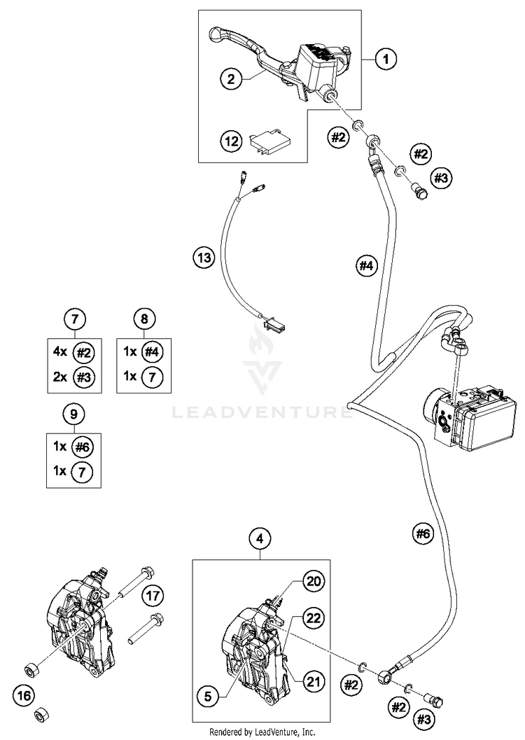 Brake Caliper Front RC 390 WHITE Chassis - 2015 Schematic