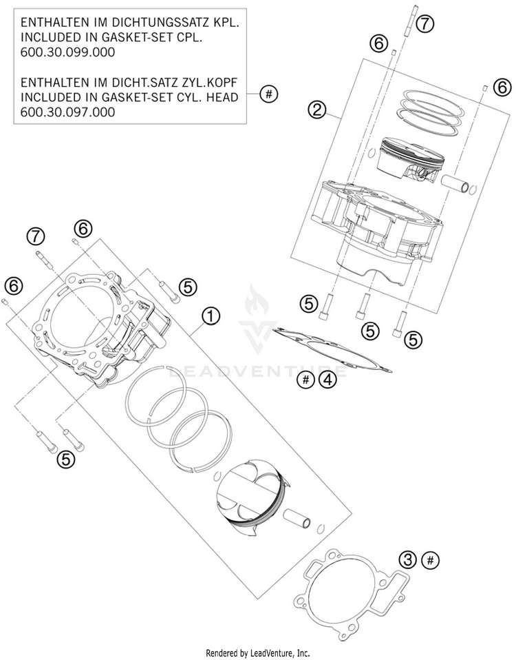 Cylinder 990 Supermoto R Engine - 2010 Schematic