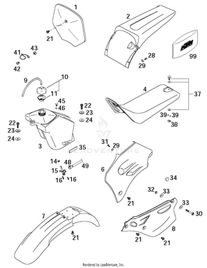 Tank, Seat, Cover Schematic