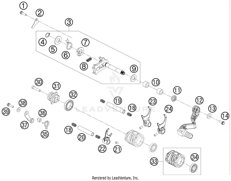 Shifting Mechanism 65 SX Engine - 2011 Schematic