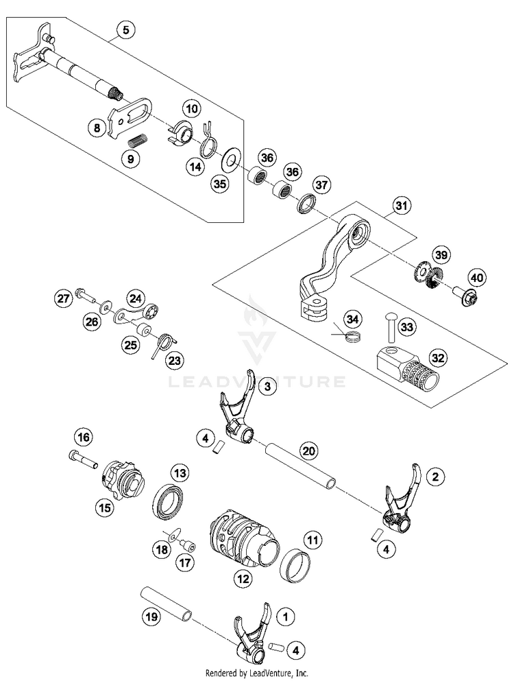 Shifting Mechanism 300 XC ENGINE - 2017 Schematic