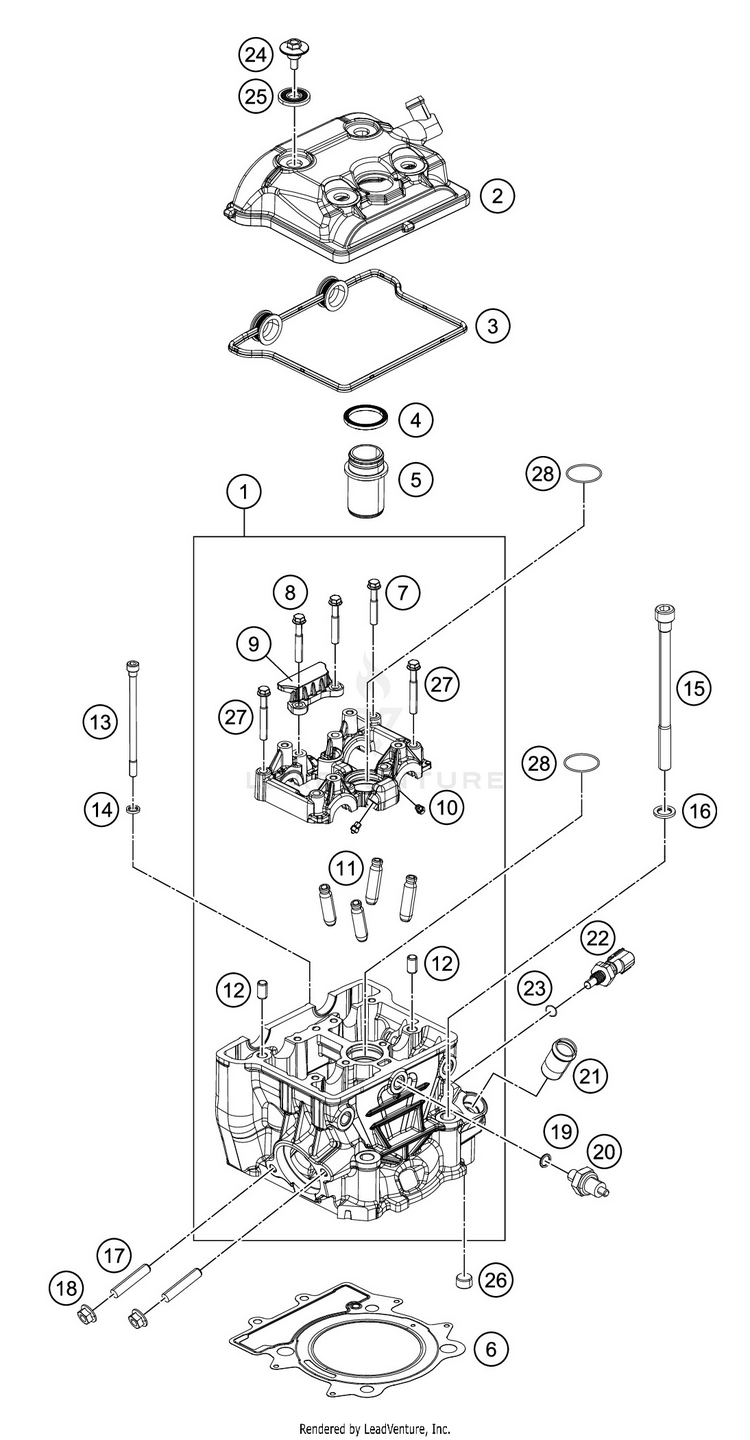 Cylinder Head 390 RC WHITE ABS Engine - 2016 Schematic