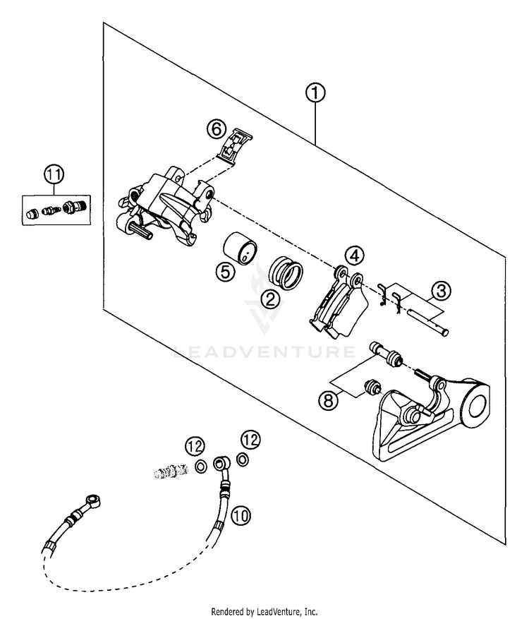 Brake Caliper Rear 200 EXC Chassis - 2004 Schematic