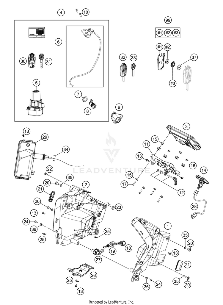 Instruments / Lock System 1290 SUPER ADVENTURE R CHASSIS - 2019 Schematic