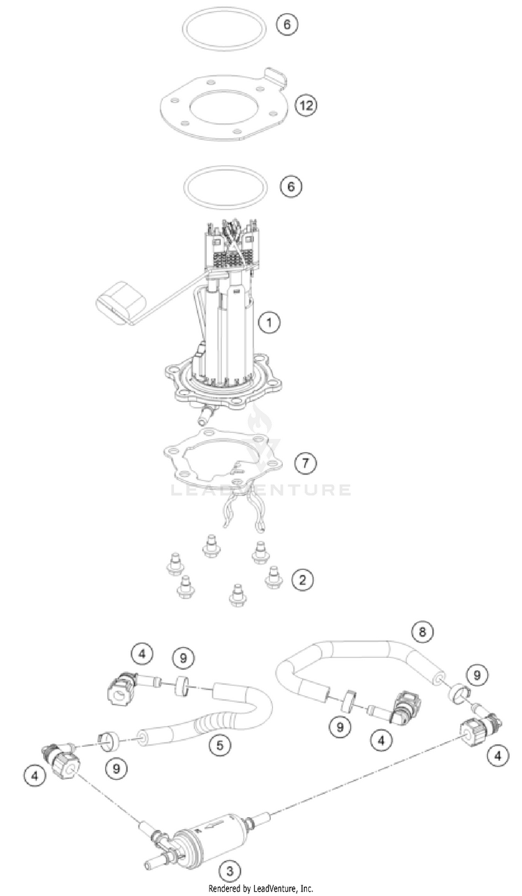 Fuel Pump 390 ADVENTURE SPOKE W, orange-B.D. CHASSIS - 2024 Schematic