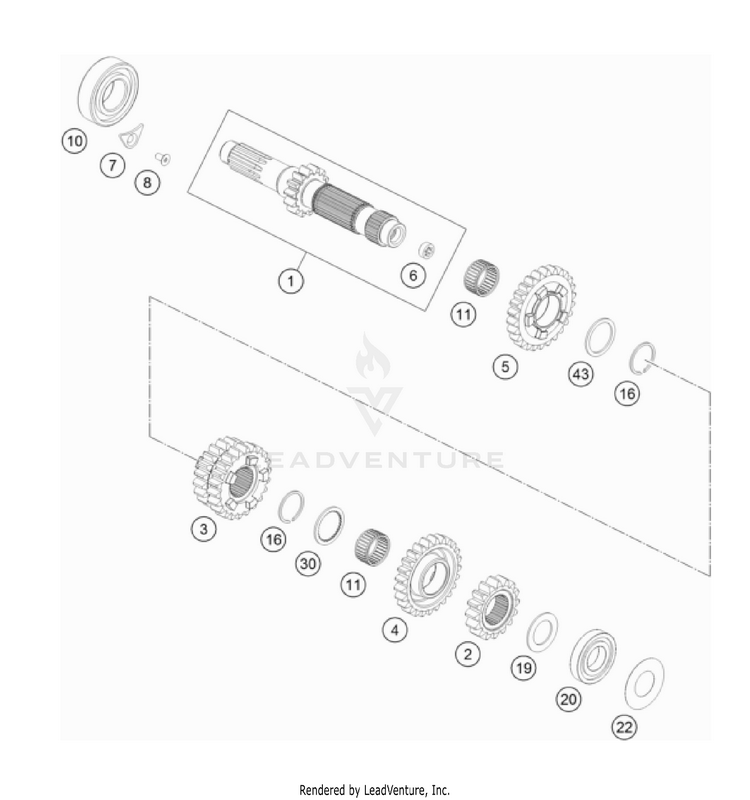 Transmission I - Main Shaft 350 EXC-F USA Engine - 2023 Schematic