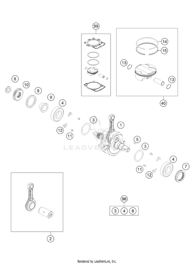 Crankshaft, Piston 350 SX-F Engine - 2022 Schematic