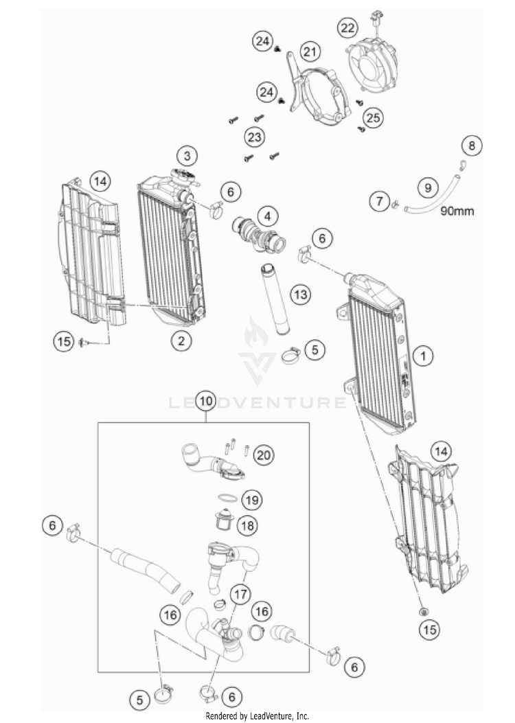 Cooling System 350 EXC-F USA Engine - 2022 Schematic
