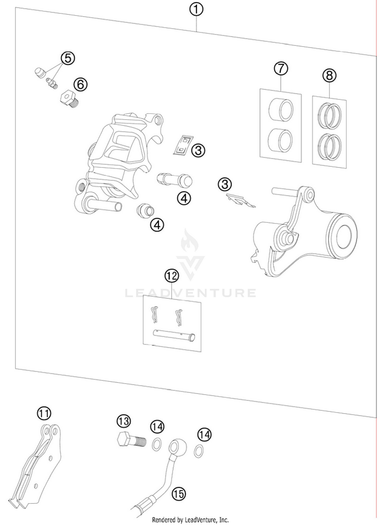 Break Caliper Rear 990 Supermoto T Orange Chassis - 2010 Schematic