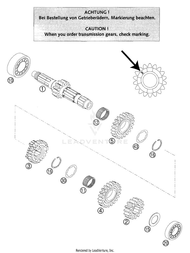 Transmission I - Main Shaft 300 MXC Engine - 2004 Schematic