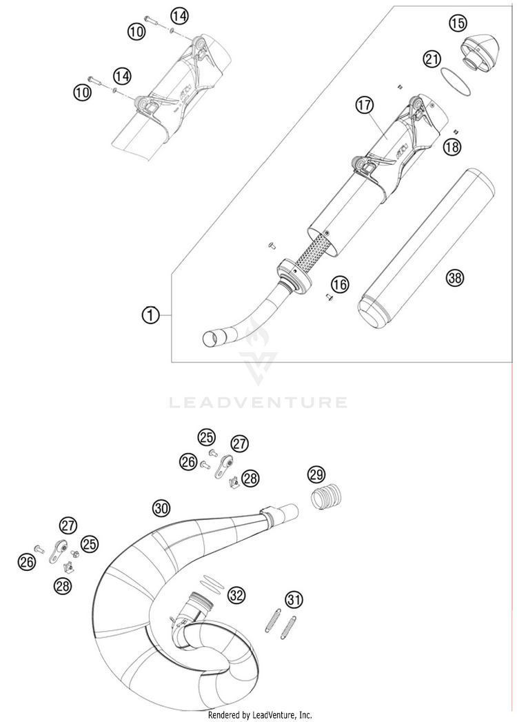 Exhaust System 250 SX Chassis - 2011 Schematic