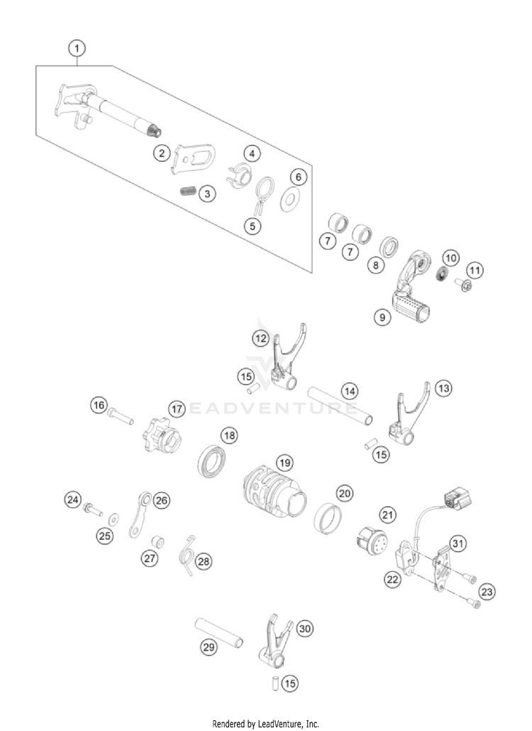 Shifting Mechanism 350 EXC-F USA Engine - 2023 Schematic