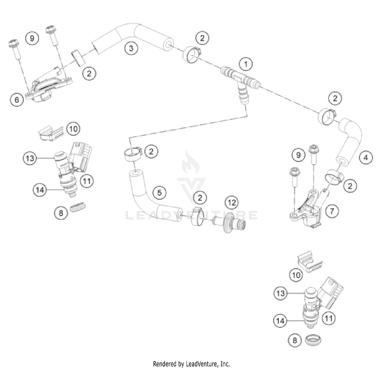Fuel Distributor 250 XC TPI Engine - 2022 Schematic