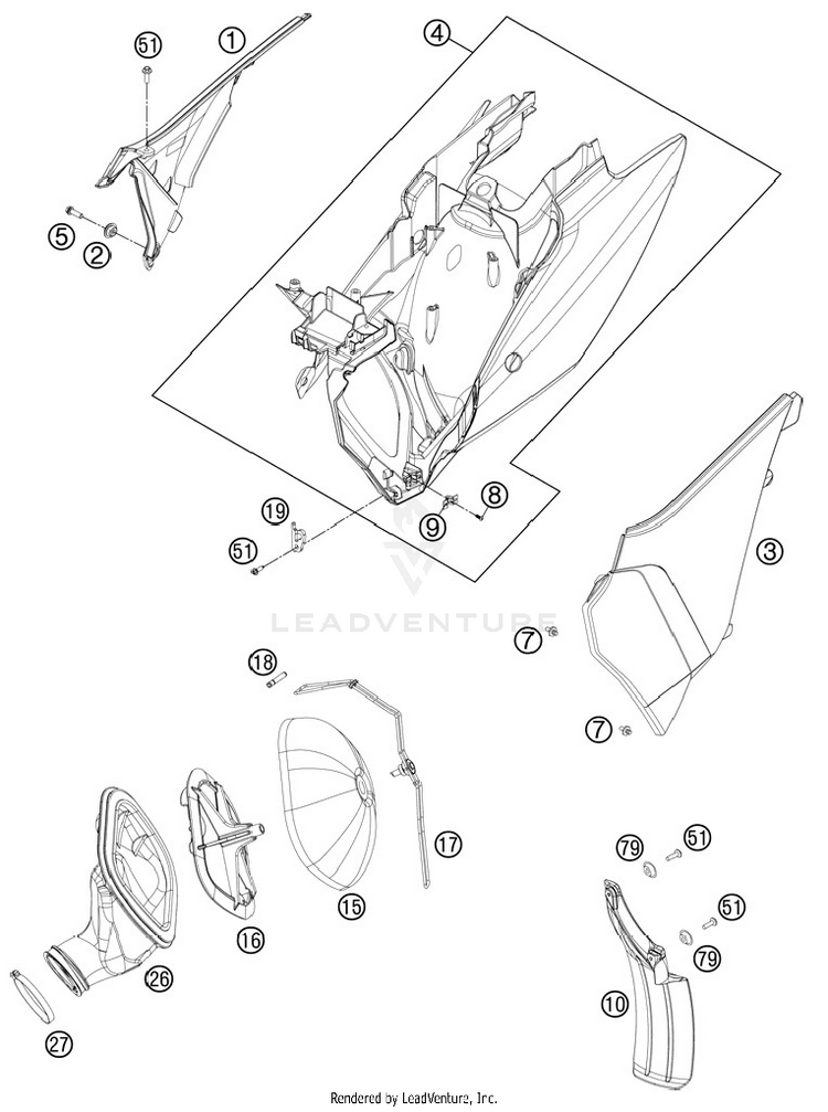 Air Filter 250 SX Chassis - 2012 Schematic