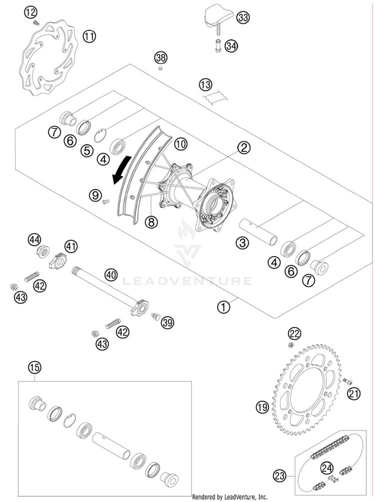 Rear Wheel 300 XC Chassis - 2011 Schematic