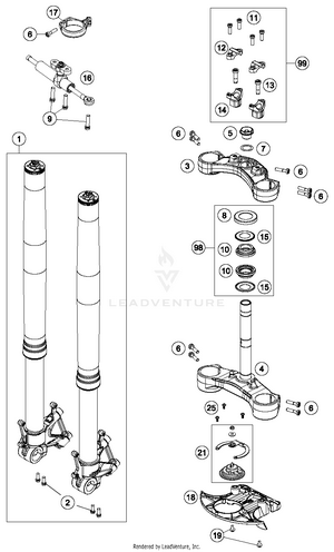 Front Fork, Triple Clamp Schematic