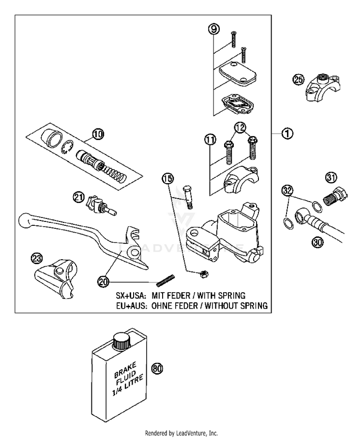 Hand Brake Cylinder 250 XC Chassis - 2007 Schematic