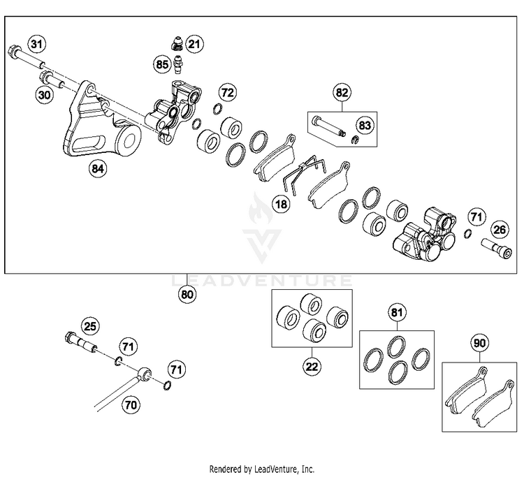 Brake Caliper Rear 65 SX MINI CHASSIS - 2018 Schematic