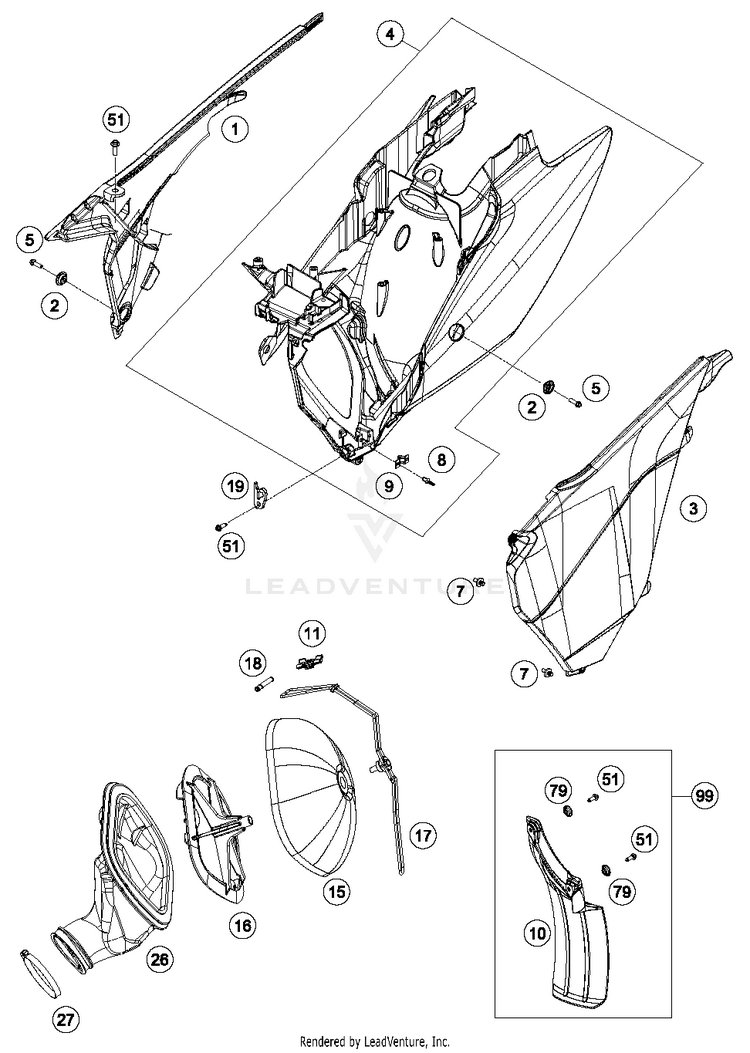 Air Filter 250 XC Chassis - 2014 Schematic