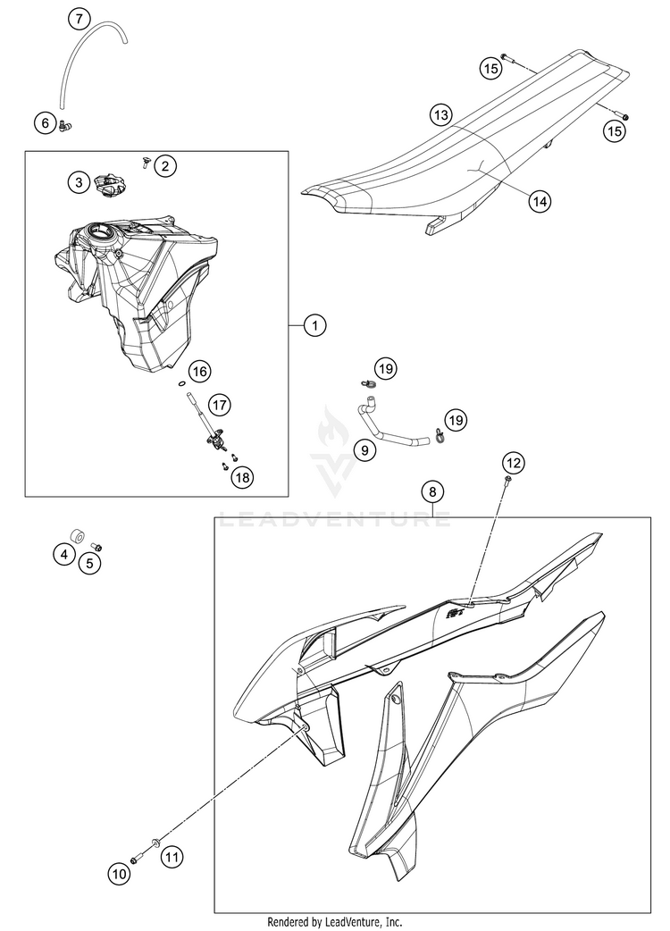 Tank, Seat, Cover 300 XC CHASSIS - 2018 Schematic