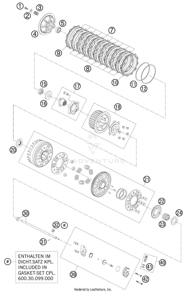 Clutch 990 Supermoto T Engine - 2010 Schematic