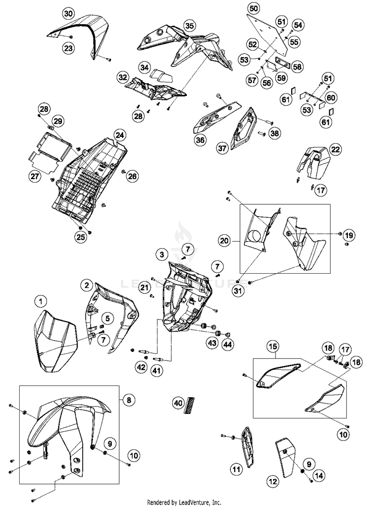 Mask, Fenders 690 DUKE WHITE CHASSIS - 2017 Schematic