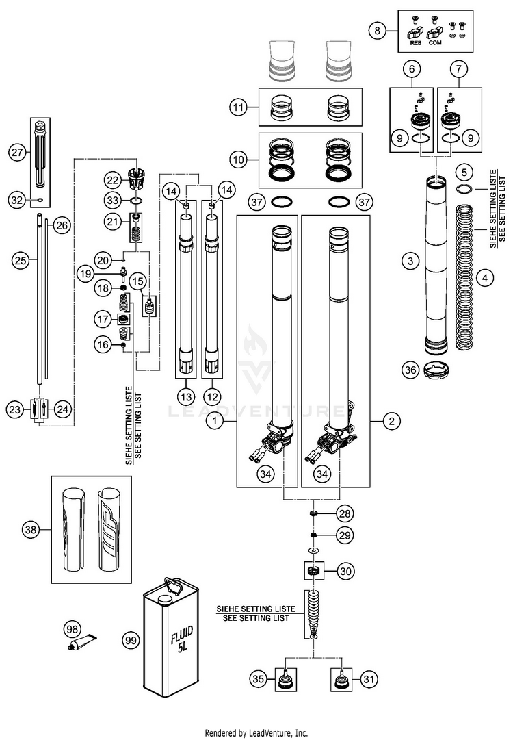 Front Fork Disassembled 300 XC-W TPI CHASSIS - 2020 Schematic
