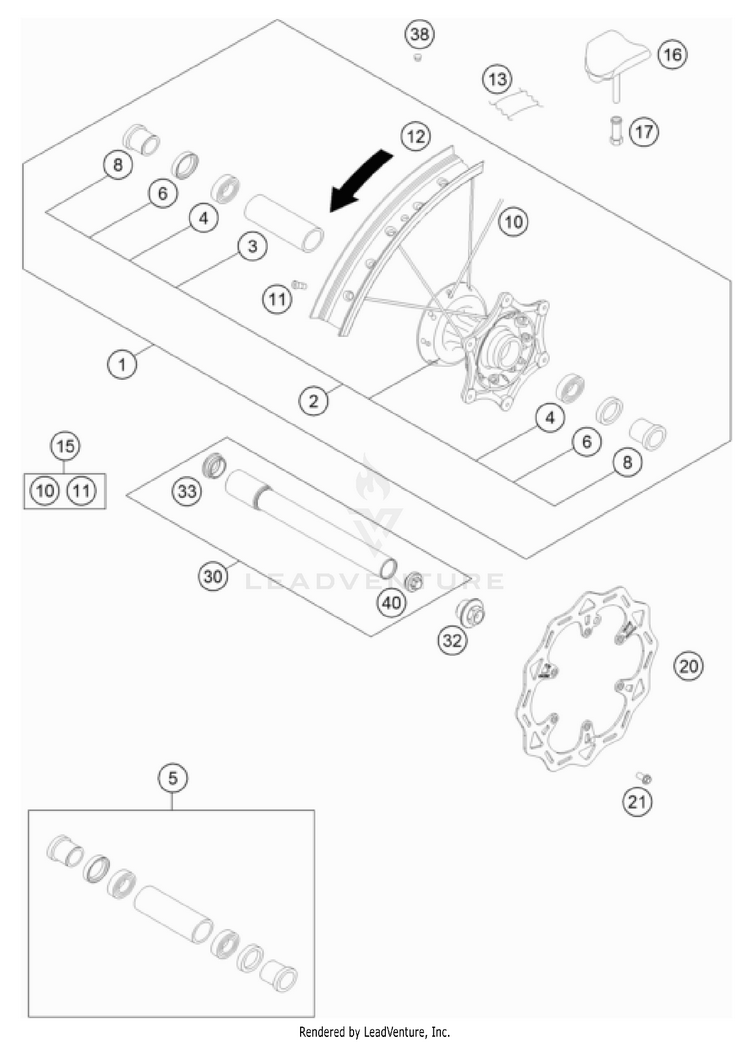 Front Wheel 350 EXC-F US CHASSIS - 2024 Schematic