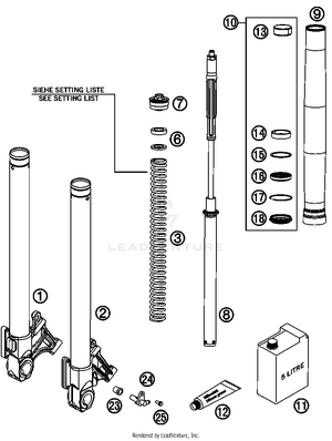 Front Fork, Disassembled Schematic