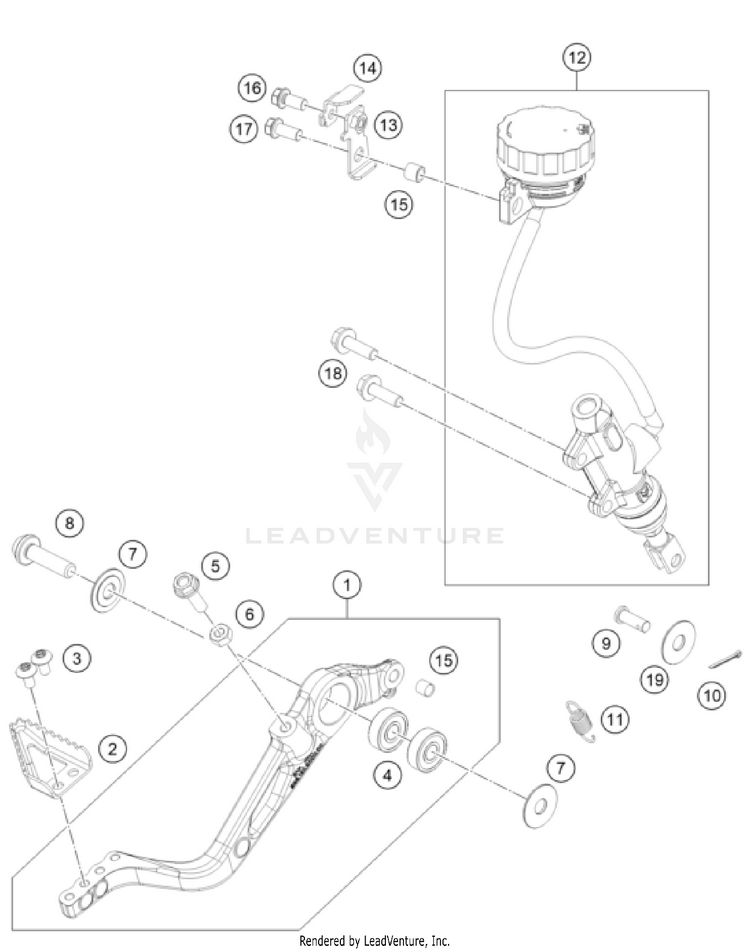 Rear Brake Control 390 ADVENTURE SPOKE W, orange-B.D. CHASSIS - 2024 Schematic