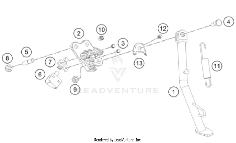Side / Center Stand 390 ADVENTURE SPOKE W, orange-B.D. CHASSIS - 2024 Schematic