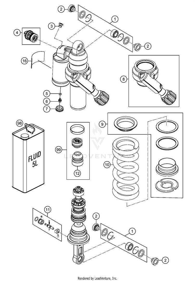 Shock Absorber Disassembled 1290 SUPER ADVENTURE R CHASSIS - 2020 Schematic