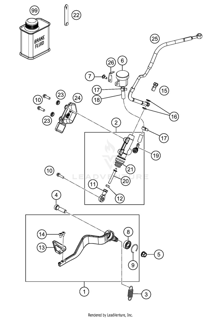Rear Brake Control 1290 SUPER ADVENTURE S ORANGE CHASSIS - 2020 Schematic
