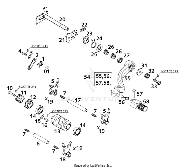 Shifting Mechanism 250 MXC Engine - 2001 Schematic