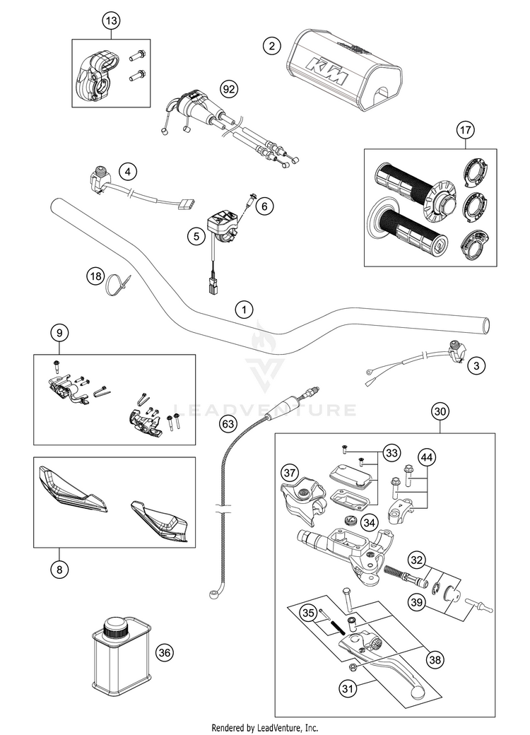 Handlebar, Controls 350 XC-F Chassis - 2021 Schematic