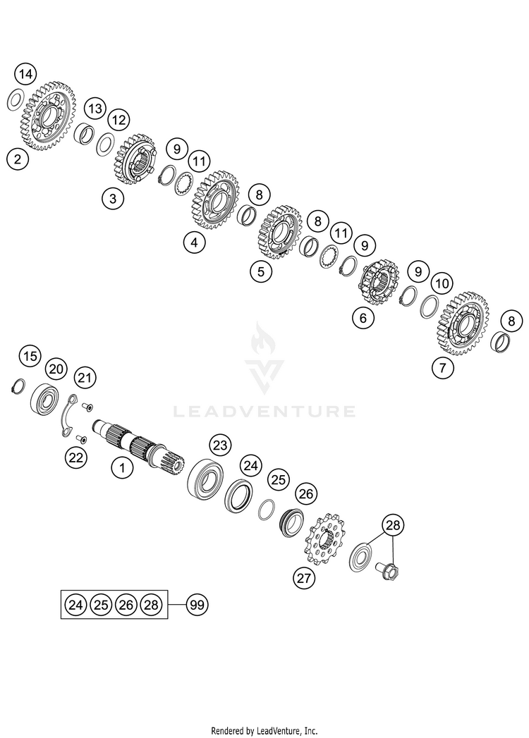 Transmission Ii - Countershaft 500 EXC-F 500 EXC-F SIX DAYS Engine - 2021 Schematic