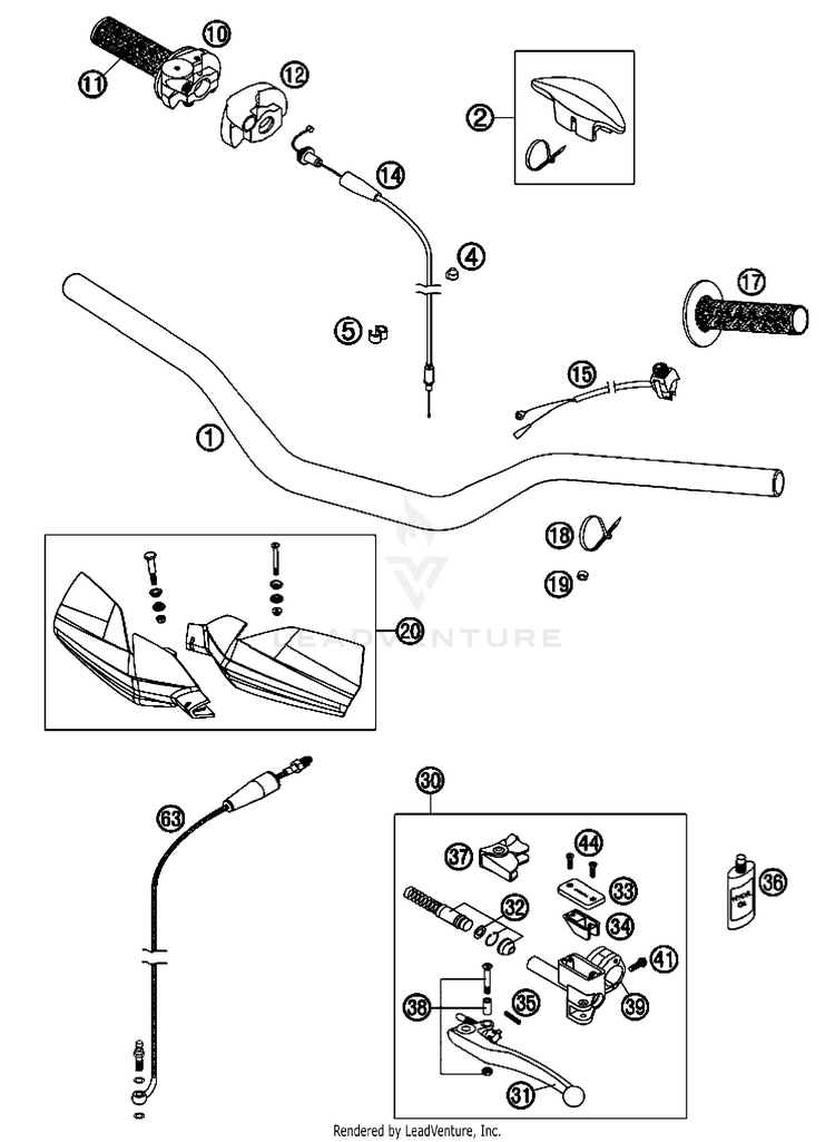 Handlebar, Controls 200 XC USA Chassis - 2008 Schematic