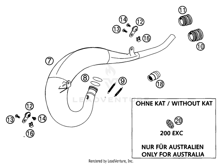 Exhaust Pipe 125 SX Chassis - 2002 Schematic