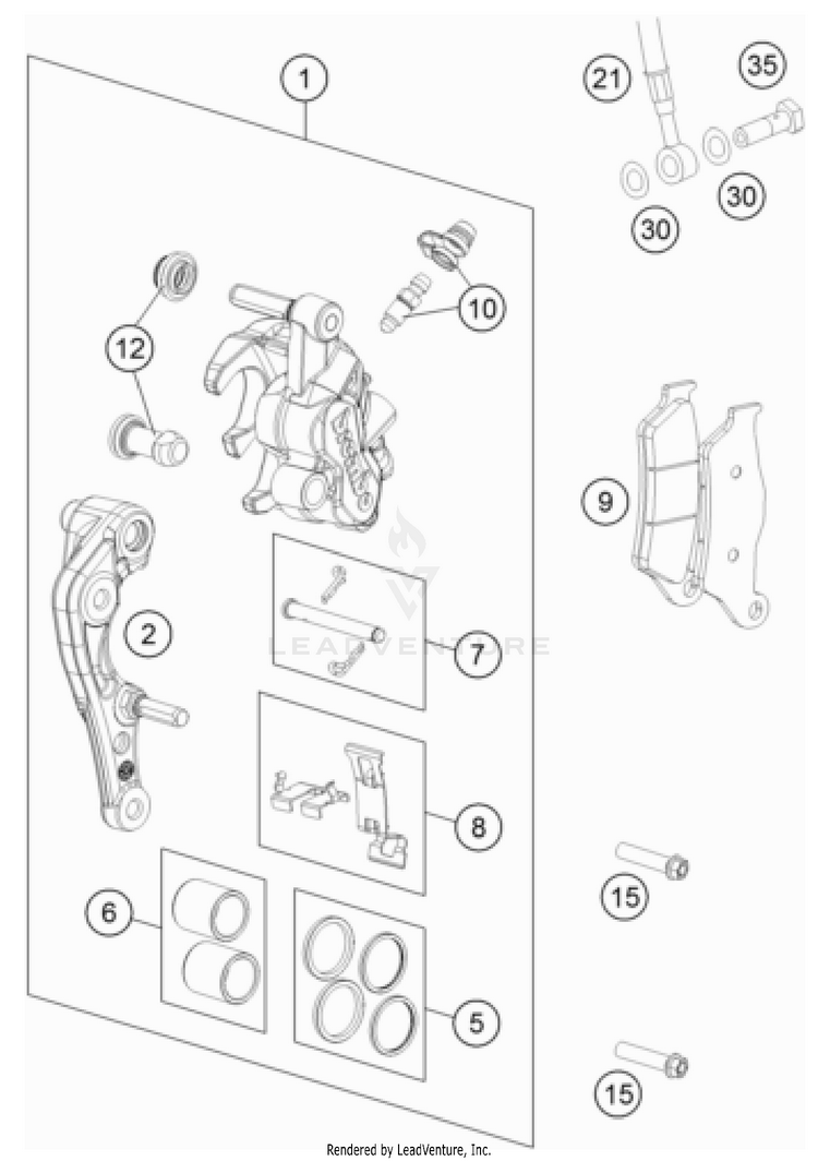 Front Brake Caliper 250 XC TPI US CHASSIS - 2022 Schematic