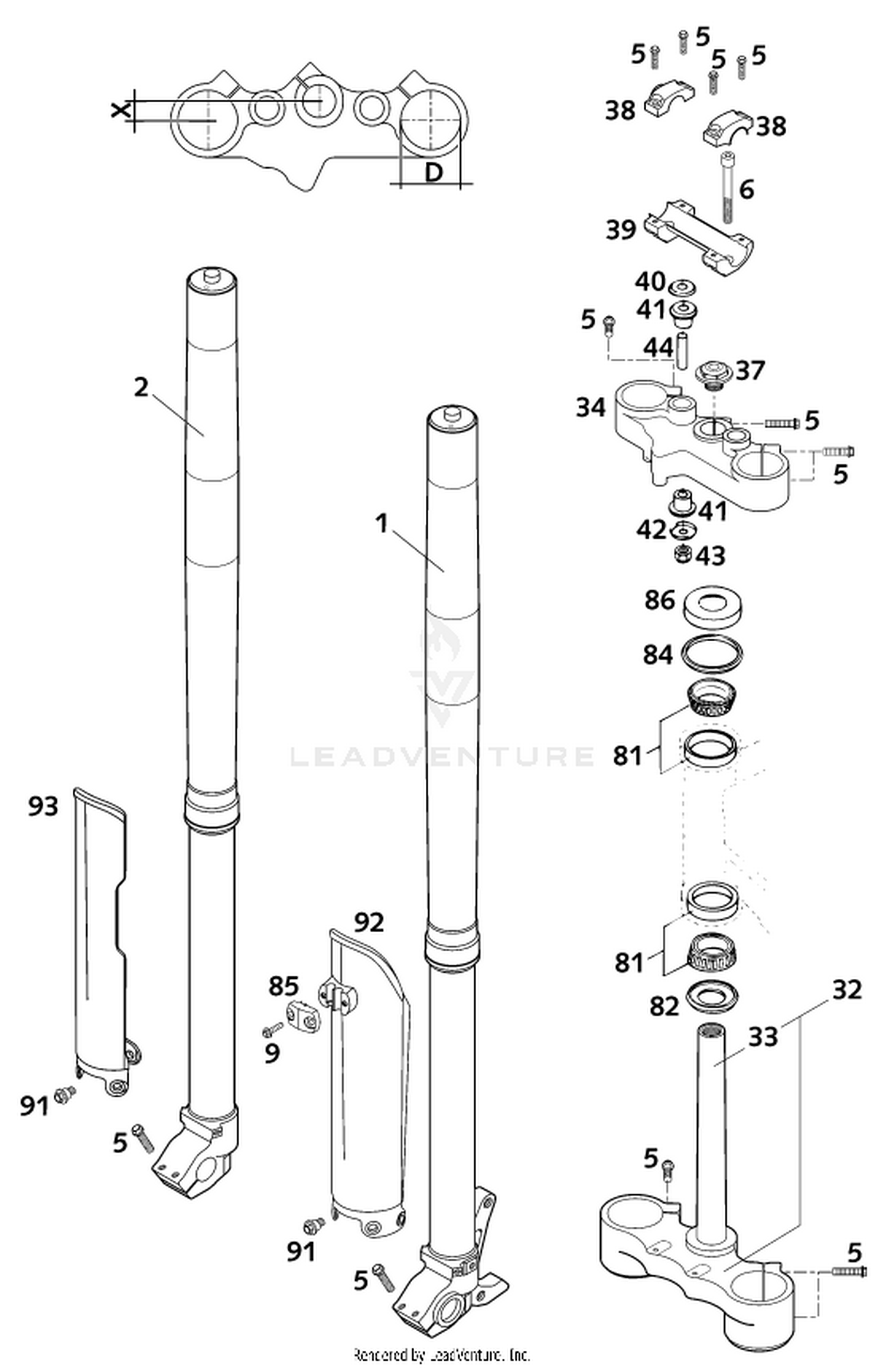 01 FRONT FORK, TRIPLE CLAMP