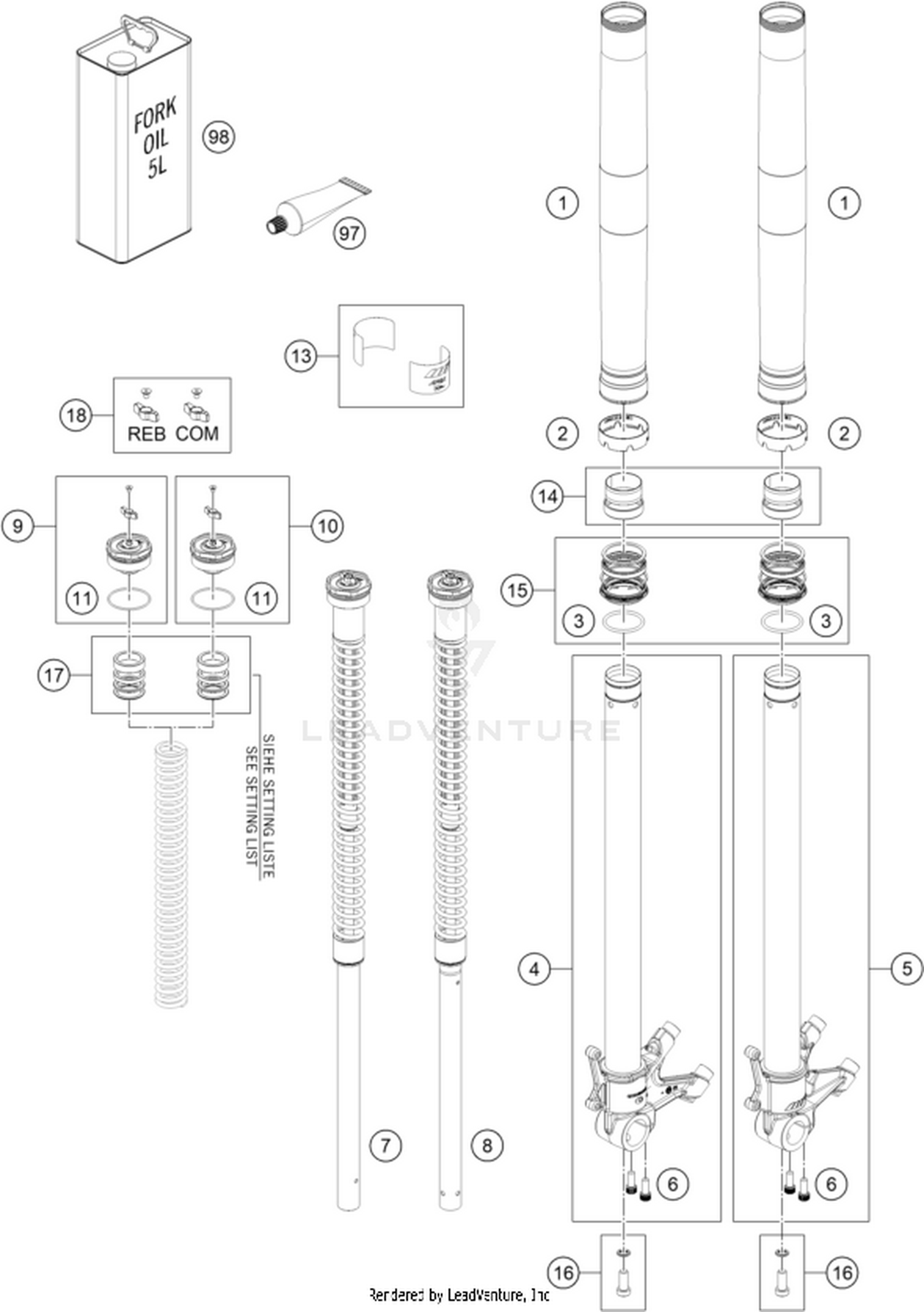 01 FRONT FORK DISASSEMBLED