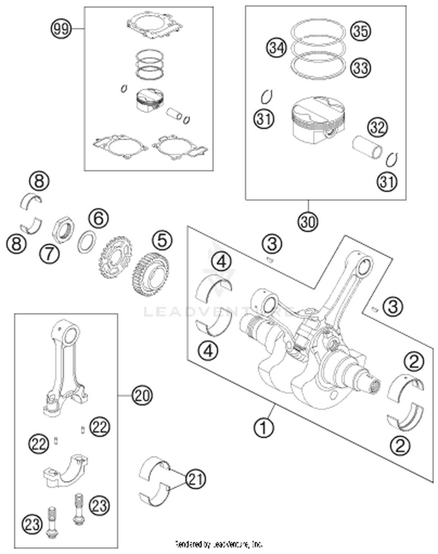 30 CRANKSHAFT, PISTON