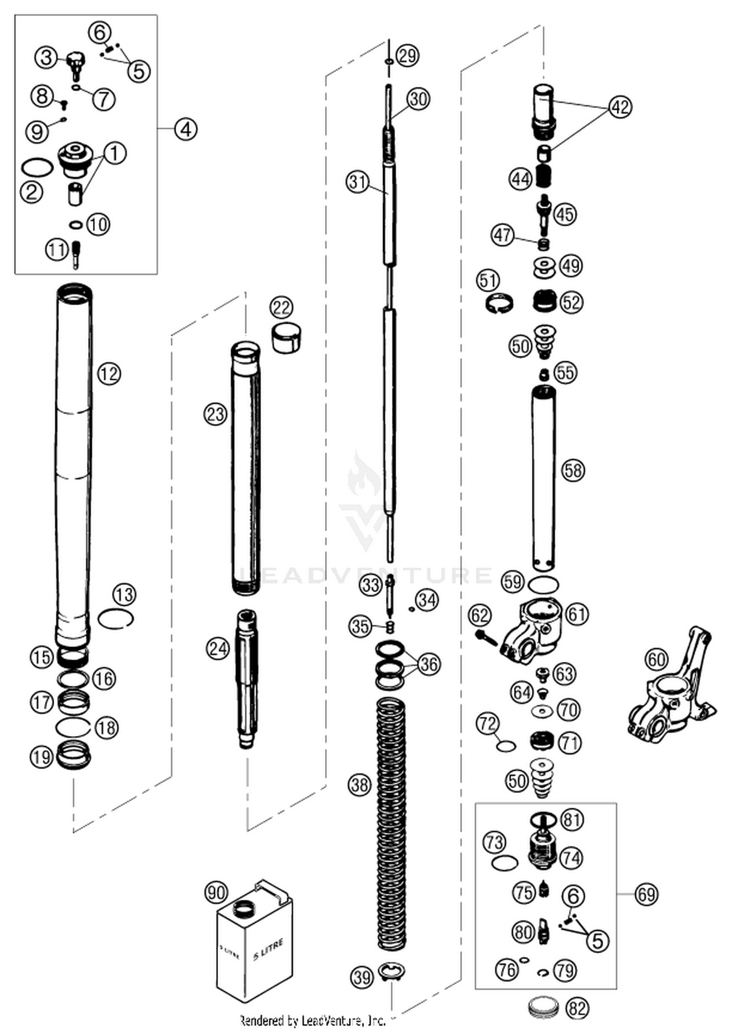 01 FRONT FORK DISASSEMBLED