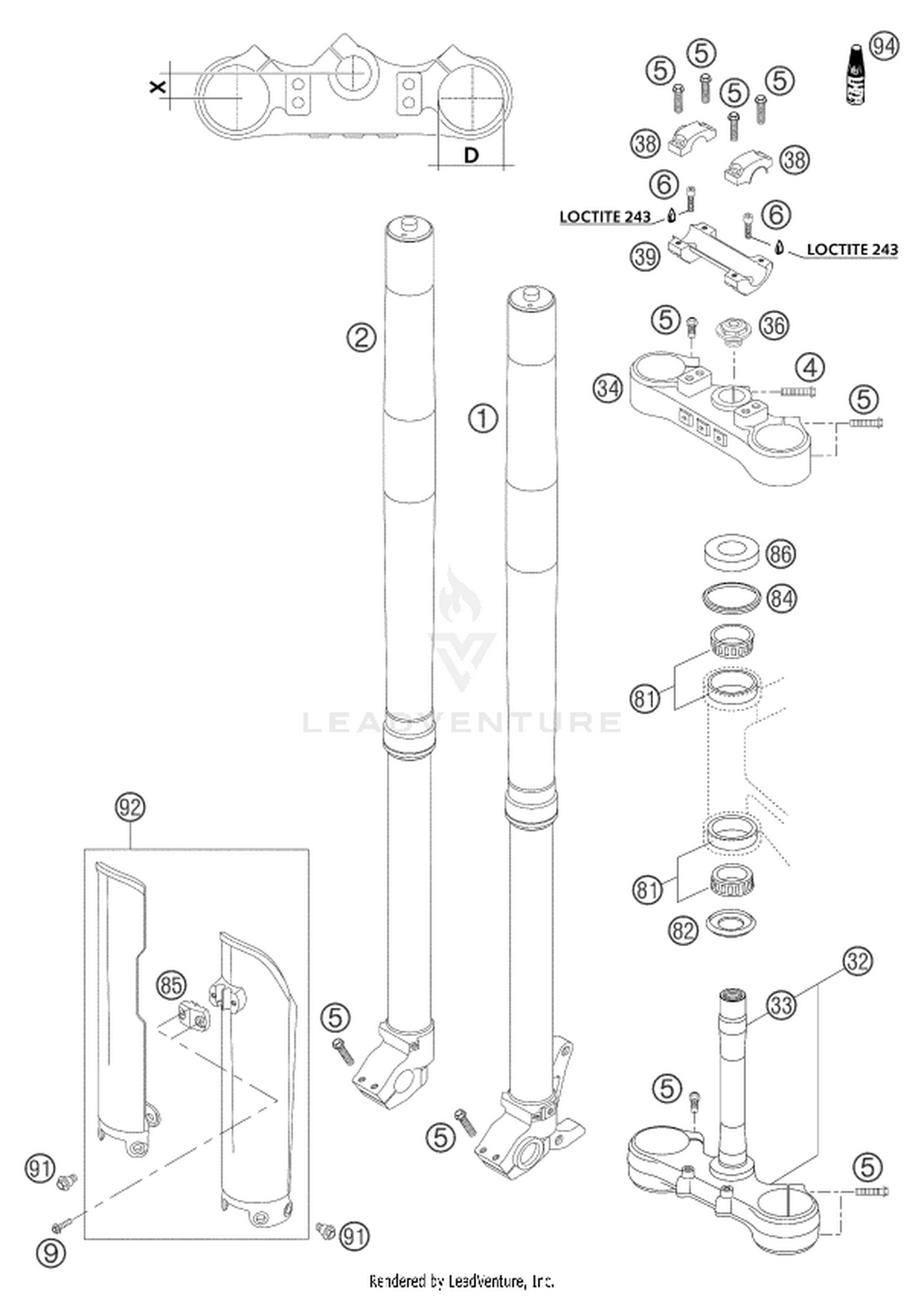 01 FRONT FORK, TRIPLE CLAMP