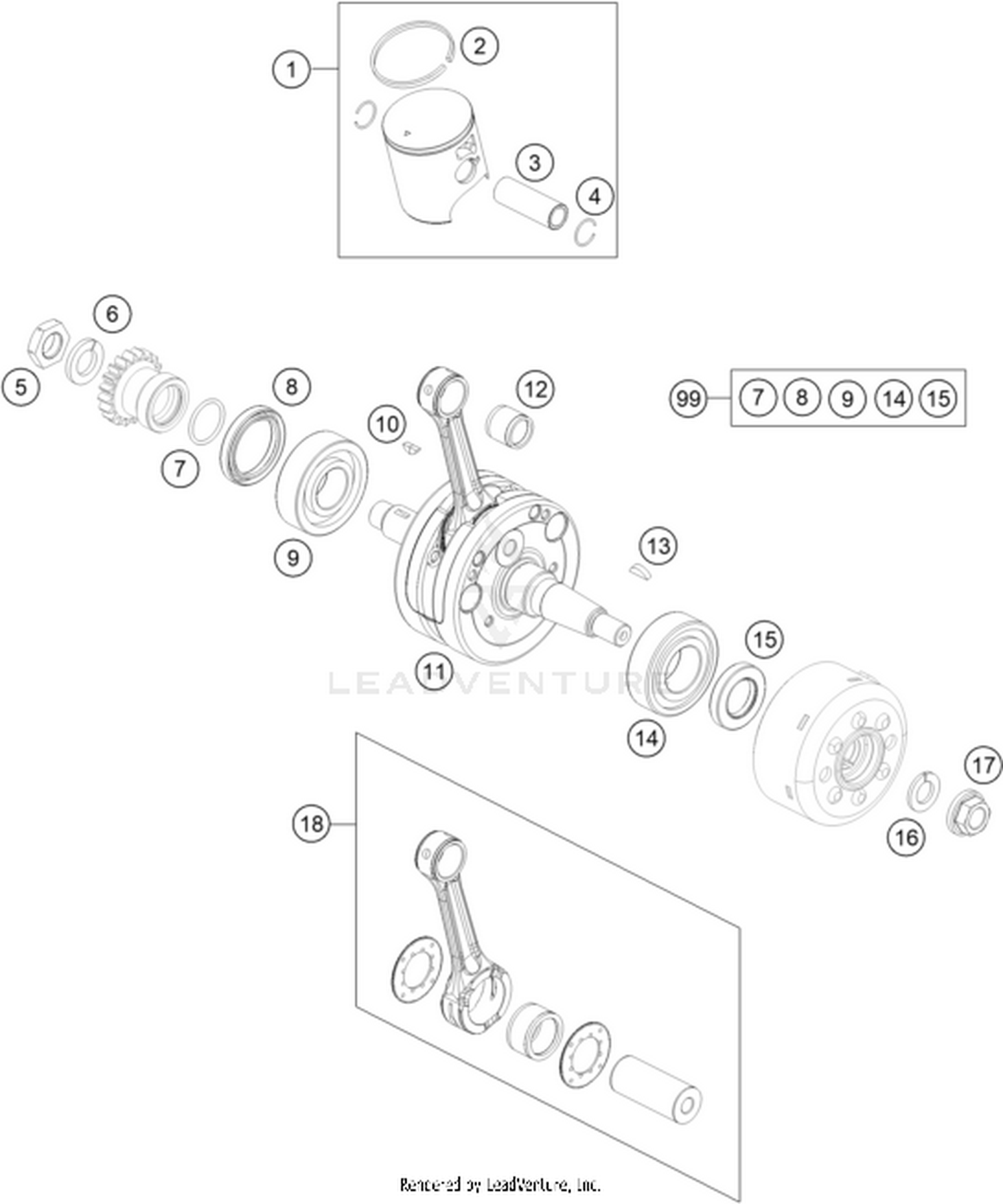 30 CRANKSHAFT, PISTON