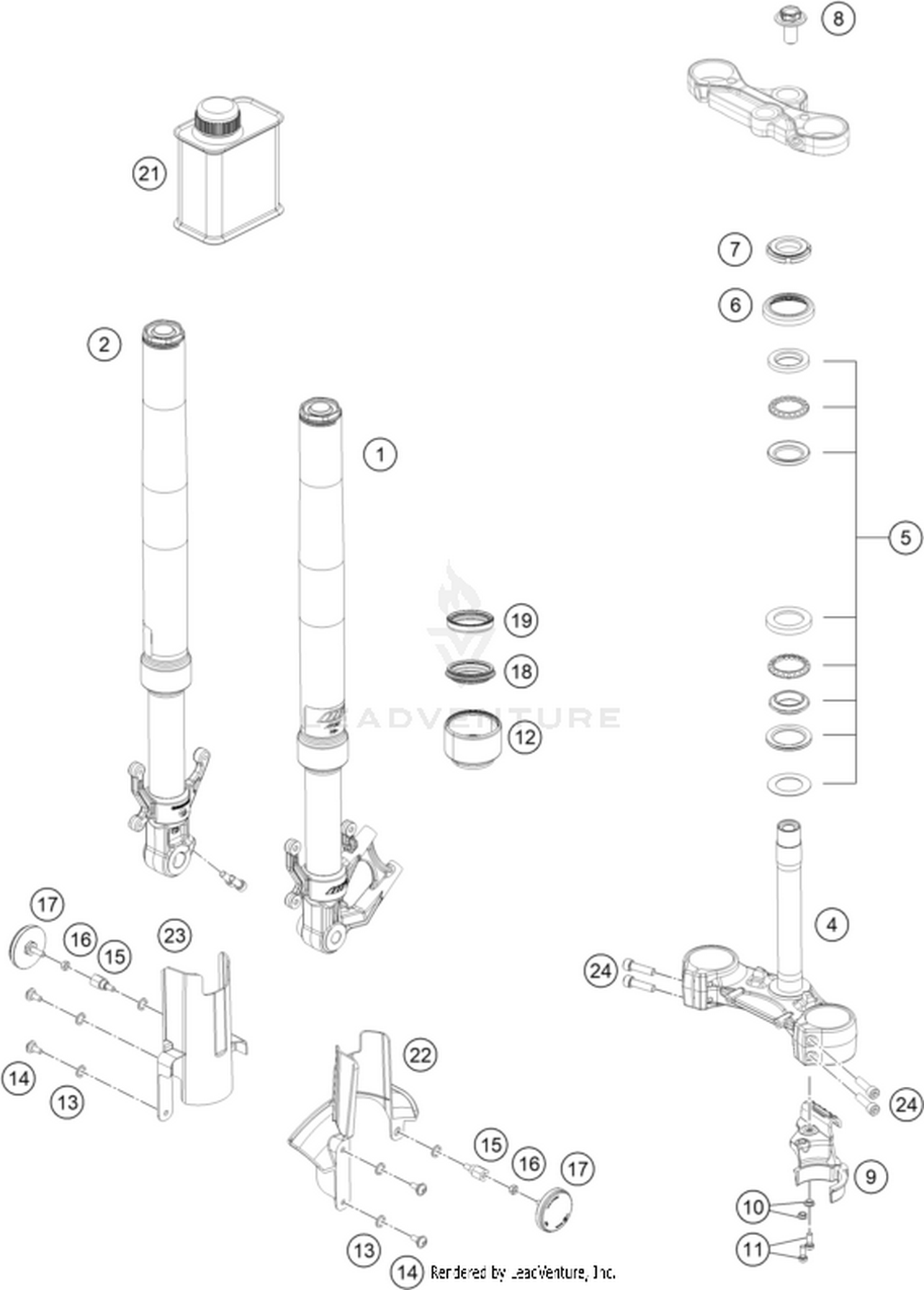 01 FRONT FORK, TRIPLE CLAMP
